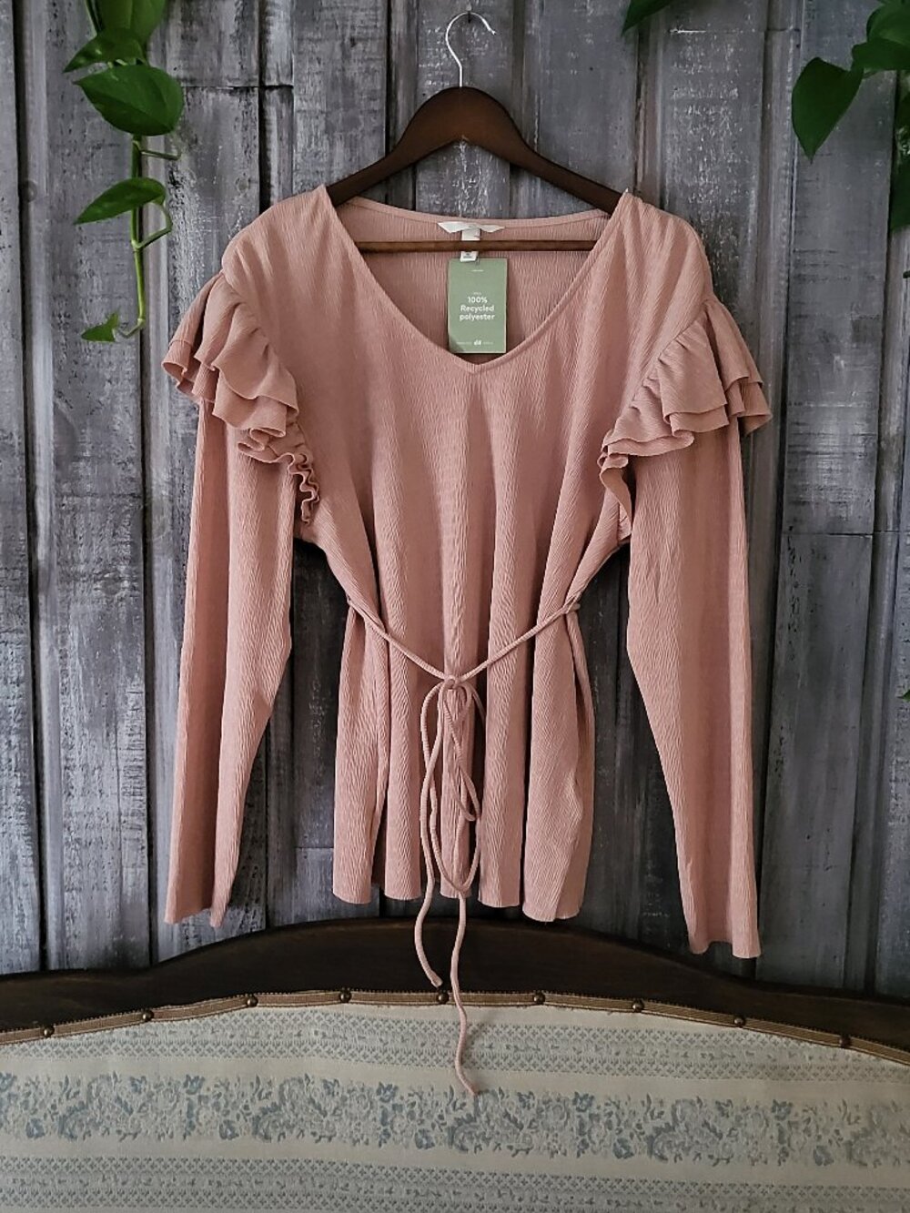 NWT MAMA Conscious Pink Ruffle Maternity Sleeve Top M